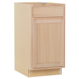 Project Source 18-in W x 35-in H x 23.75-in D Natural Unfinished Oak Door and Drawer Base Fully Assembled Cabinet (Flat Panel Square Door Style)