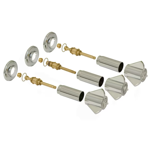 EZ-FLO Paquete de 3 manijas cromadas para grifo de lavabo de baño cruzado