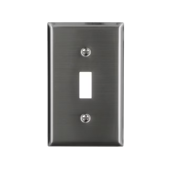 Eaton 1-Gang Standard Size Stainless Steel Stainless Steel Indoor Toggle Wall Plate
