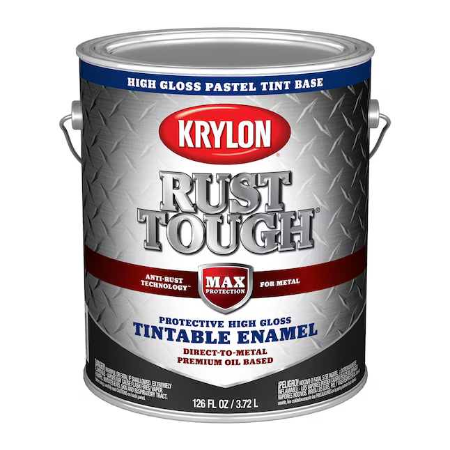 Krylon White Rust Tough Gloss Pintura interior/exterior a base de aceite esmaltada directa al metal (1 galón)