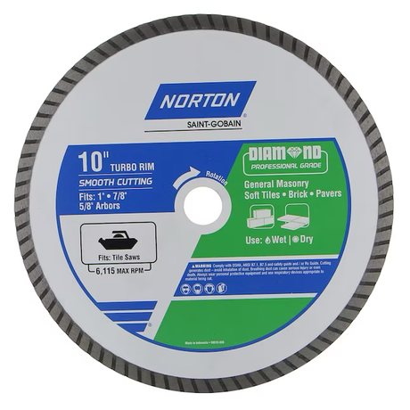 Norton 10-Zoll-Nass-/Trocken-Turbo-Rand-Diamantsägeblatt 
