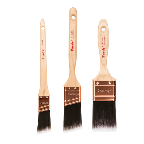 Purdy 3-Pack XL Multiple Sizes Reusable Nylon- Polyester Blend Angle Paint Brush (General Purpose Brush)