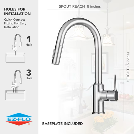 EZ-FLO Metro Brushed Nickel Single Handle Pull-down Kitchen Faucet with Deck Plate