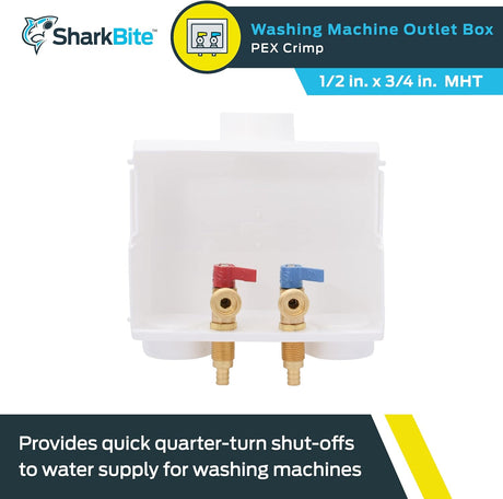 SharkBite Caja de salida para lavadora engarzada de latón MHT de 1/2 pulg. x 3/4 pulg.
