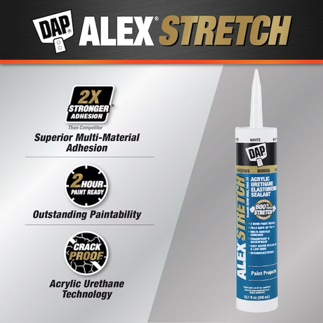 DAP Alex Stretch 10.1-oz White Paintable Acrylic Urethane Elastomeric Sealant Caulk