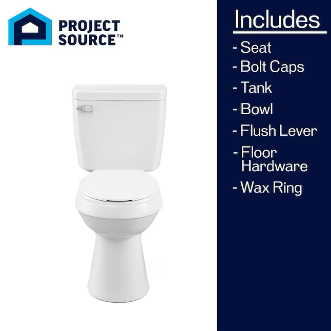 Inodoro WaterSense de 2 piezas con altura de silla redonda blanca Pro-Flush de Project Source, tamaño empotrado de 12 pulgadas (compatible con Ada)