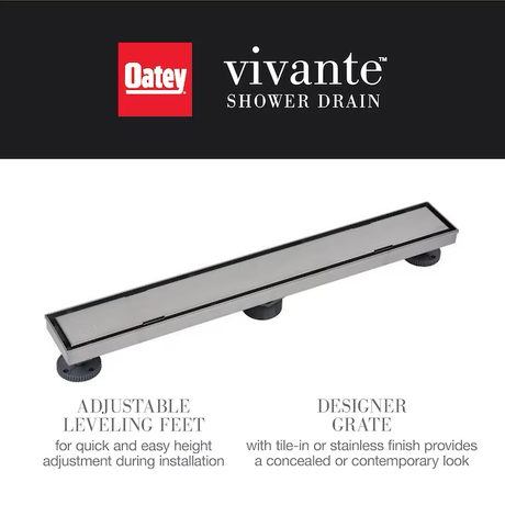 Oatey Vivante 36-in Stainless Steel Linear Shower Drain with Tile-In Cover