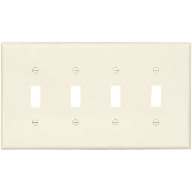Eaton 4-Gang Midsize Light Almond Polycarbonate Indoor Toggle Wall Plate