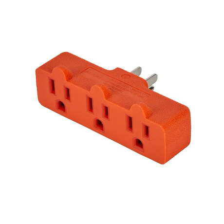 Adaptador de fuente de proyecto Adaptador estándar básico naranja simple a triple con conexión a tierra de 3 cables y 15 amperios