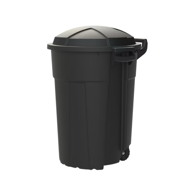 Project Source 32-Gallons Black Plastic Wheeled Trash Can with Lid Outdoor