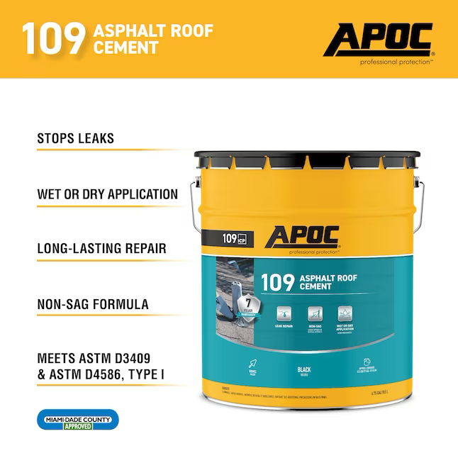 APOC 109 4.75-Gallon Fibered Waterproof Cement Roof Sealant
