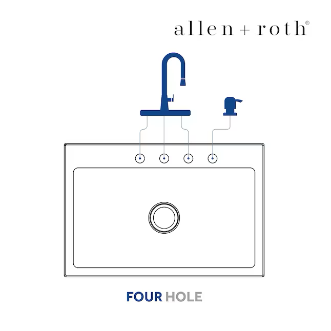 Allen + Roth Theo Fregadero de cocina de 4 orificios de acero inoxidable de montaje doble de 33 x 22 pulgadas