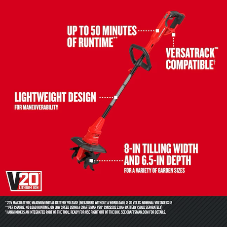 CRAFTSMAN V20 20-volt Lithium Ion Forward-rotating Cordless Electric Cultivator (Battery and Charger Not Included)