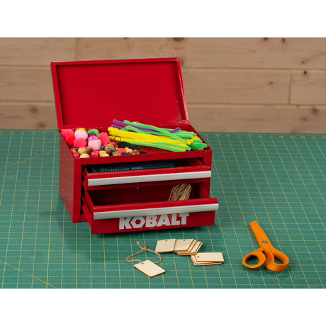 Kobalt Mini 10,83-Zoll-Werkzeugkasten aus rotem Stahl mit 2 Schubladen