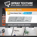 DAP 2 en 1 Spray para texturas de paredes y techos a base de agua con cáscara de naranja blanca de 25 onzas líquidas