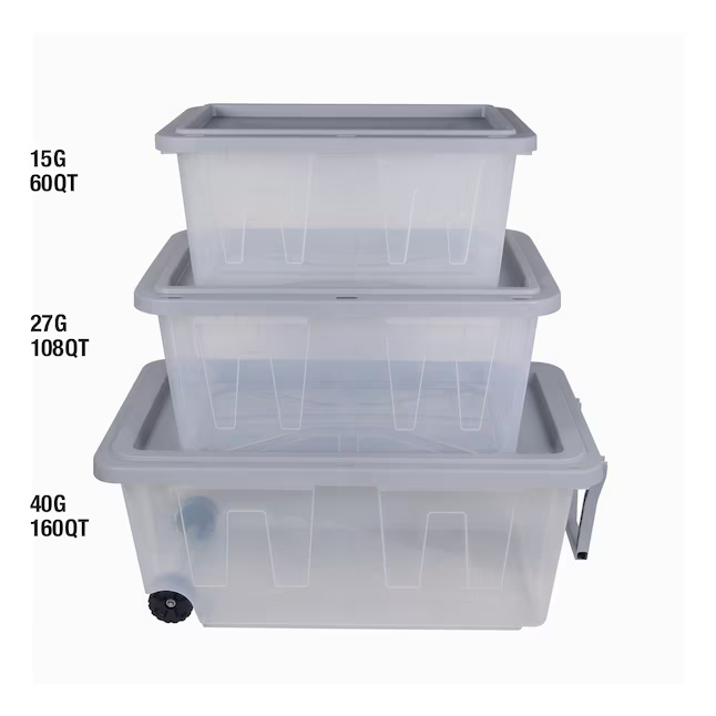 Project Source Small 15-Gallons (60-Quart) Clear Heavy Duty Tote with Standard Snap Lid