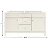 Diamond NOW Calhoun 60-in White Bathroom Vanity Base Cabinet without Top