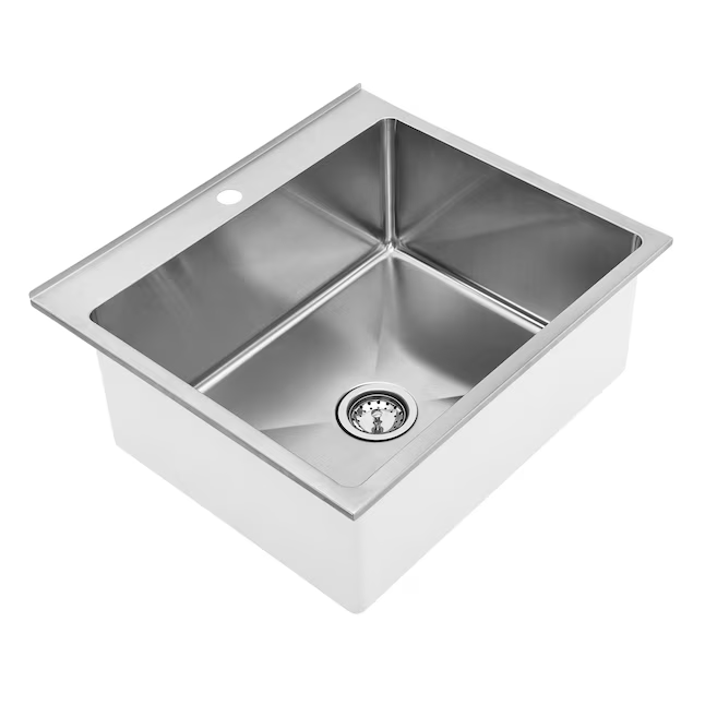 Style Selections 22-in x 25-in 1-Basin Stainless Steel Freestanding Laundry Sink with Drain with Faucet