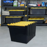Project Source Commander Medium 12-Gallons (48-Quart) Black/Yellow Heavy Duty Tote with Hinged Lid