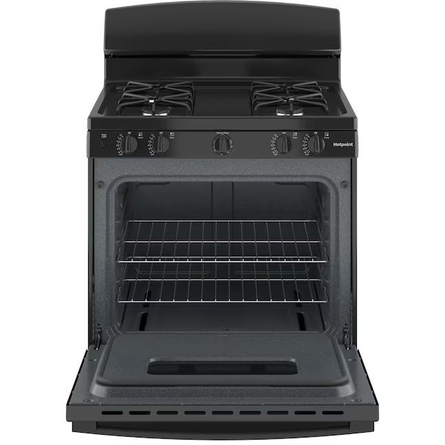 Hotpoint Range Hotpoint 30-in 4 Burners 4.8-cu ft Freestanding Natural Gas Range (Bla ...