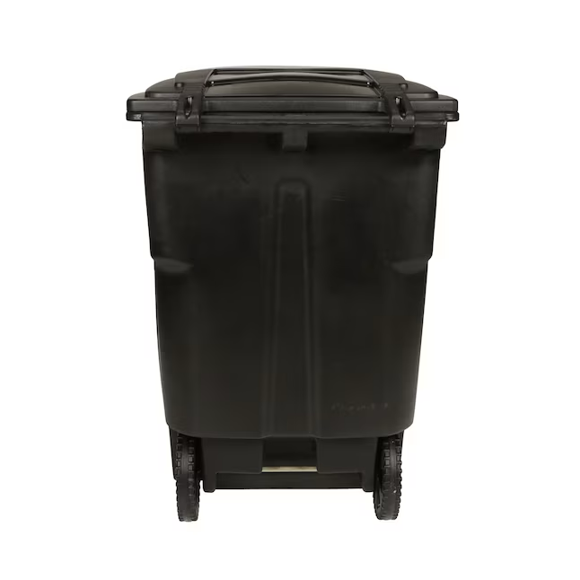 Toter 96-Gallons Black Plastic Wheeled Trash Can with Lid Outdoor