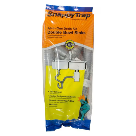 SnappyTrap Snappy Trap Drain Kit Double Bowl Kitchen Sinks 1-1/2-in P-Trap Black Plastic