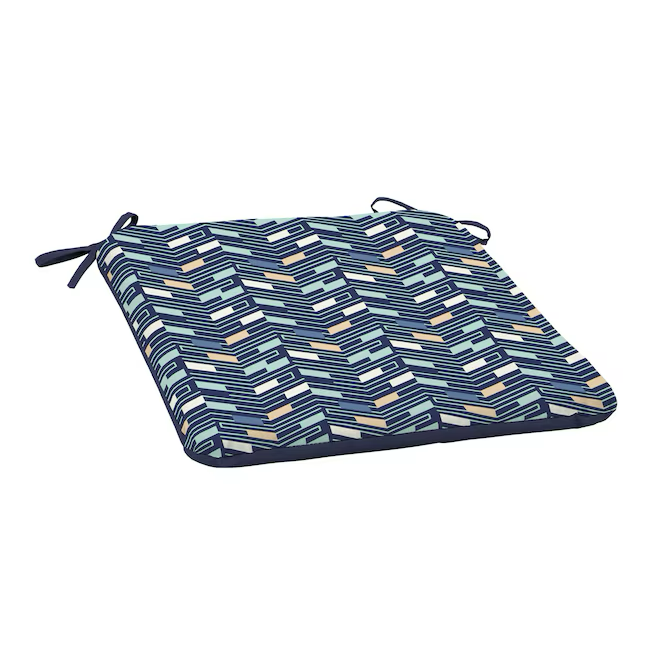 Style Selections 18-in x 19-in Blue Chevron Patio Chair Cushion