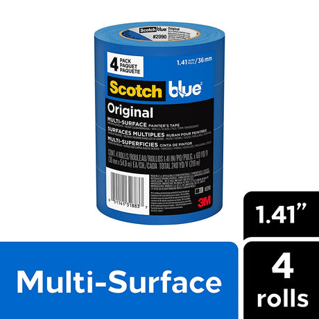 3M 1.41 In. x 60 Yds. ScotchBlue Original Multi-Surface Painter's Tape - 4 Pack