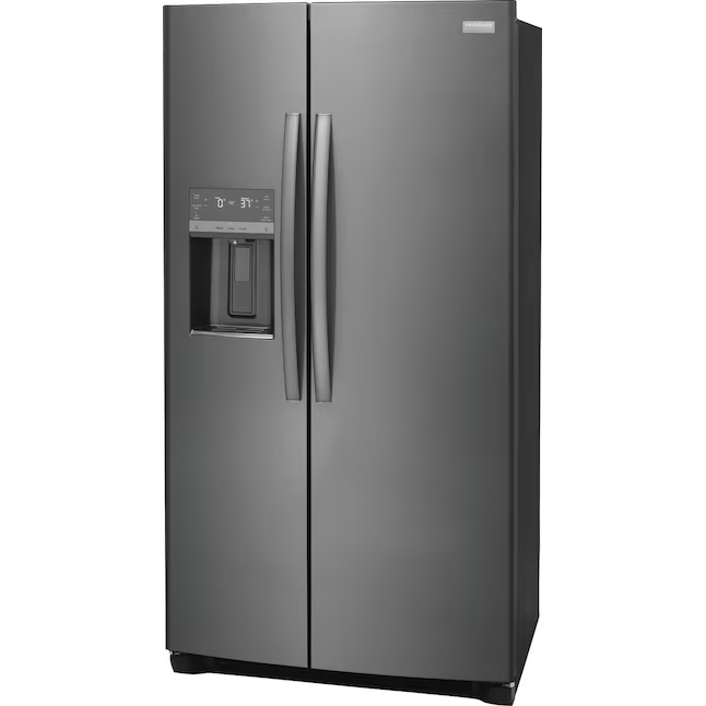 Refrigerador de dos puertas verticales Frigidaire Gallery de 25.6 pies cúbicos con máquina de hielo, dispensador de agua y hielo (acero inoxidable negro resistente a huellas dactilares) ENERGY STAR