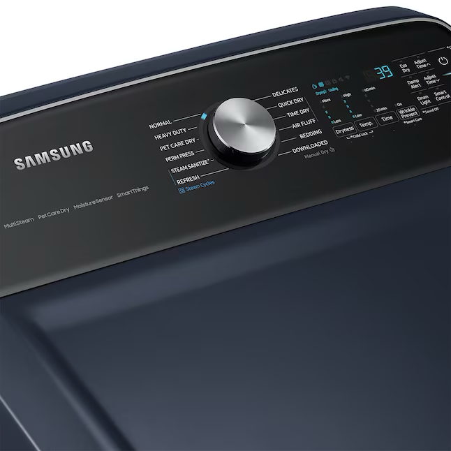 Samsung Pet Care Dry and Steam Sanitize+ Secador eléctrico inteligente con ciclo de vapor de 7.4 pies cúbicos (azul marino cepillado)