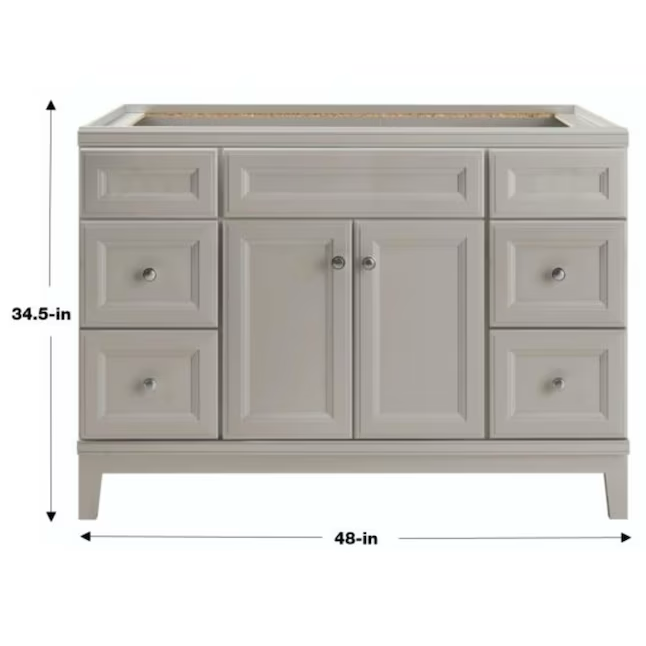 Diamond NOW Calhoun 48-in Cloud Gray Bathroom Vanity Base Cabinet without Top