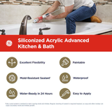 GE Advanced Siliconized Acrylic Kitchen and Bath 10.1-oz Clear Paintable Latex Caulk