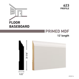 RELIABILT 1/2-in x 3-1/4-in x 12-ft Colonial Primed MDF 623 Baseboard Moulding