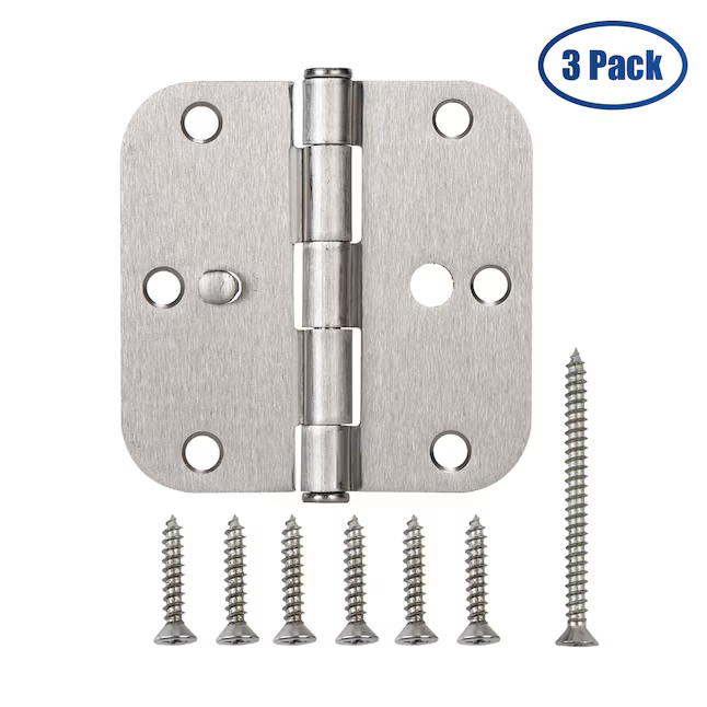 RELIABILT 3-1/2-in H x 5/8-in Radius Satin Nickel Security Interior Door Hinge (3-Pack)