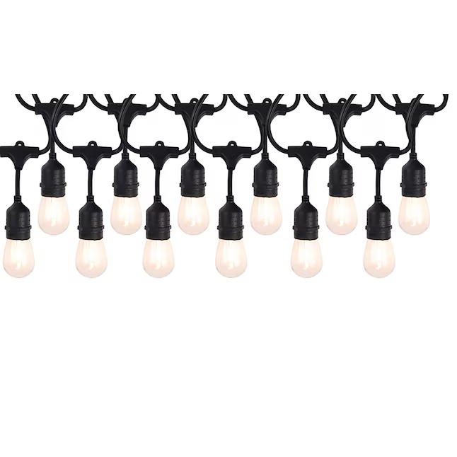 Harbor Breeze - Cadena de luces para exteriores, color negro, enchufable, de 24 pies, con 12 bombillas LED Edison de luz blanca