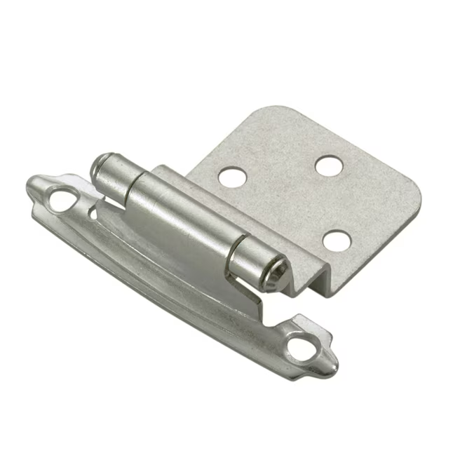 RELIABILT 200-Degree 3/8-in Inset Surface Self-closing Satin Nickel Cabinet Hinge, 1 Pair (2-Pieces)