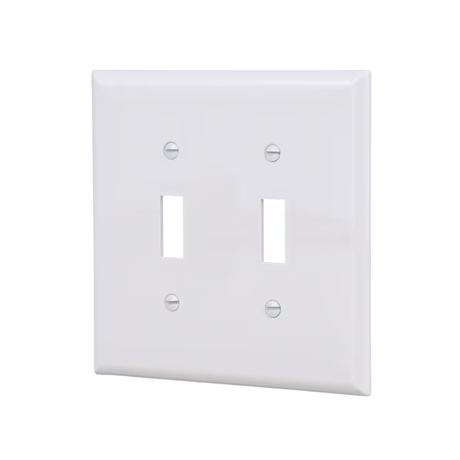 Eaton 2-Gang Midsize White Polycarbonate Indoor Toggle Wall Plate