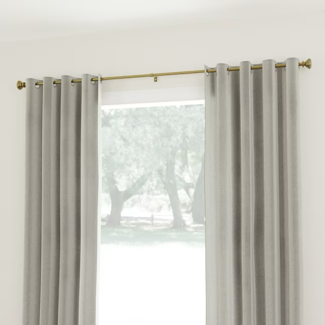 Style Selections Sema Barra de cortina simple de acero dorado cepillado de 48 a 84 pulgadas con remates