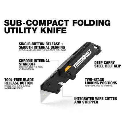 TOUGHBUILT Sub-Compact 3/4-in 1-Blade Folding Utility Knife