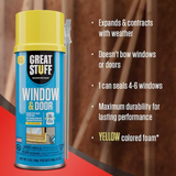 GREAT STUFF Aislamiento de espuma en aerosol para interiores y exteriores con paja de 12 onzas para ventanas y puertas