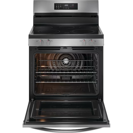 Frigidaire 30-in Glass Top 5 Burners 5.3-cu ft Self-Cleaning Air Fry Freestanding Electric Range (Stainless Steel)