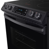 Samsung Rapid Heat Induction 30-in 4 Elements 6.3-cu ft Self and Steam Cleaning Air Fry Convection Oven Slide-in Smart Induction Range (Fingerprint Resistant Black Stainless Steel)