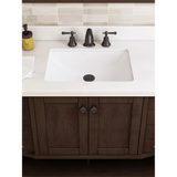 Allen + Roth Kingscote tocador de baño con lavabo individual bajo encimera de color espresso de 48 pulgadas con tapa de piedra de ingeniería blanca