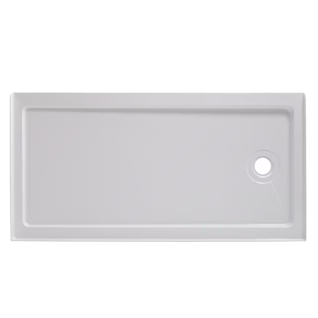 allen + roth Platform 60-in W x 30-in L with Right Drain Rectangle Shower Base (White)