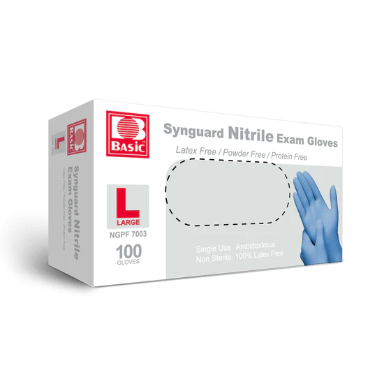 Guantes de examen de nitrilo Synguard (grandes, paquete de 100) 