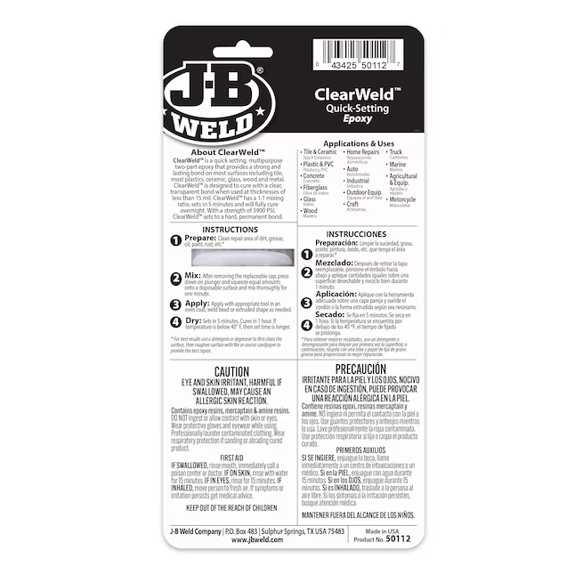 JB WELD Clearweld Spritzen-Epoxidklebstoff – 25 ml