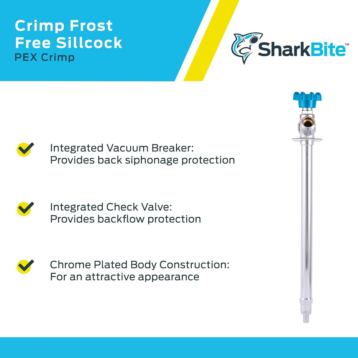 SharkBite 1/2 in. x 3/4 in. MHT Brass Crimp Frost Free Sillcock (12 in. Length)