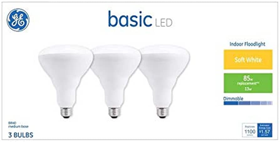 GE Basic 3-Pack 85 W equivalente regulable 2700 K blanco cálido R40 LED bombillas de luz 46309
