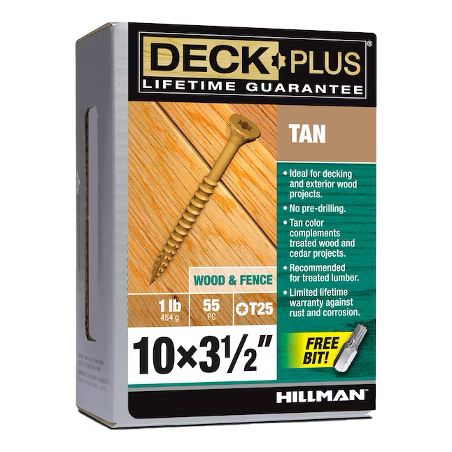 Deck Plus Tornillos para terrazas de madera a madera #10 x 3-1/2 pulgadas (55 por caja)