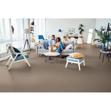 STAINMASTER Effortless Appeal II Cameo Brown 58.5-oz sq yard Polyester Textured Indoor Carpet
